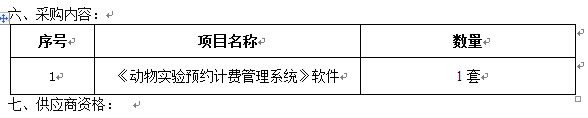 1487cc威斯尼斯动物实验预约计费管理系统采购项目招标公告